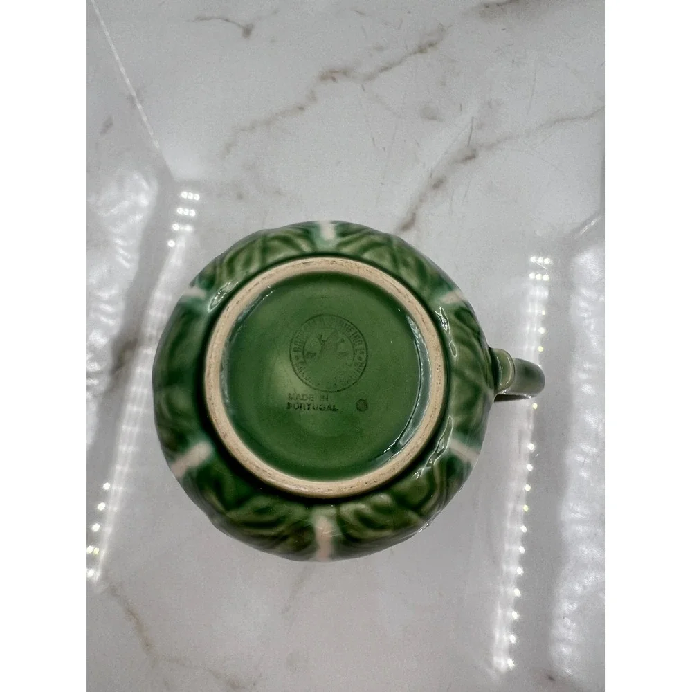 Bordallo Pinheiro Cabbage Green Tea Cup and Saucer Set Made in Portugal Ceramic